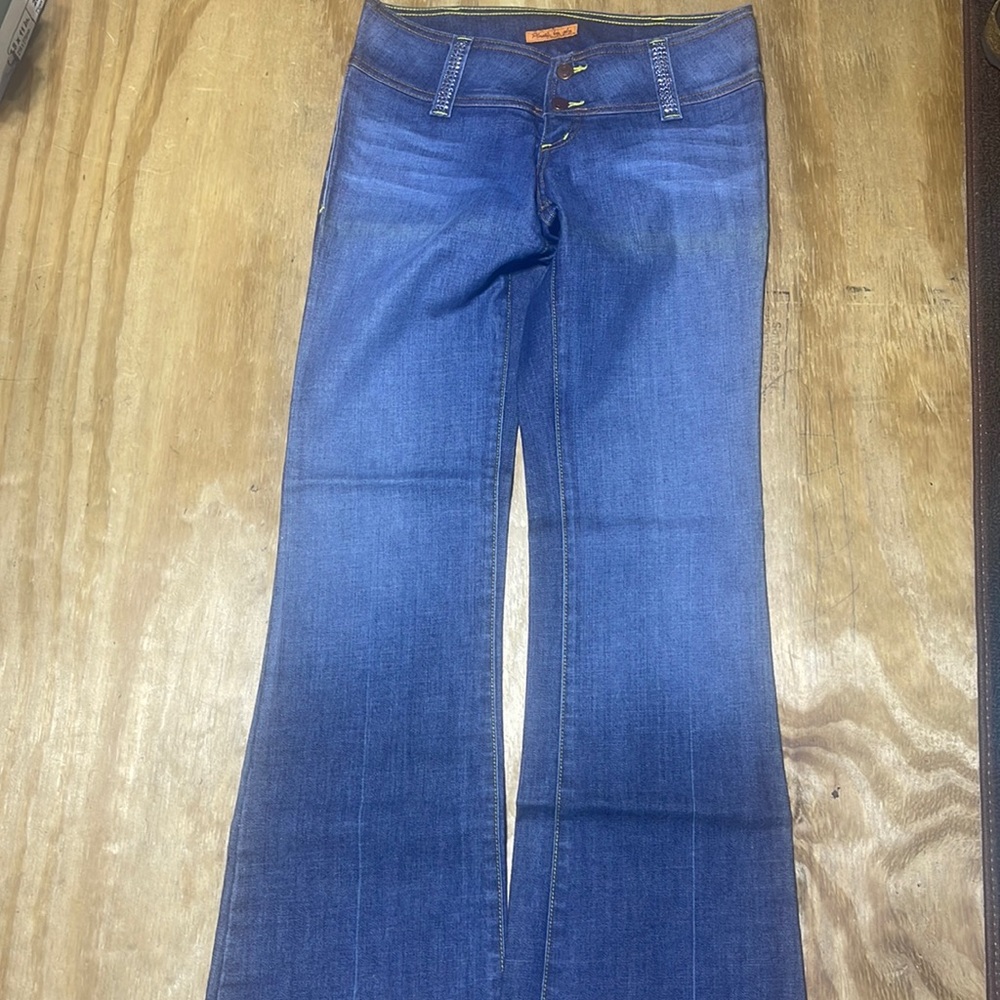 Plastic by gly jeans women 9 blue bell bottom n5